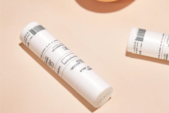 Cosmetic tubes mockup on beige background, ideal for showcasing skincare design projects in a clean, minimalist style for beauty branding.