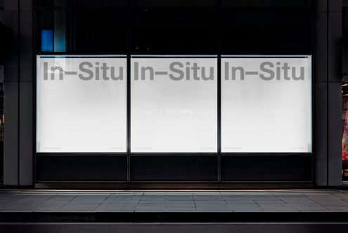 Empty billboard mockups on storefront for advertising design display, modern city street view, designers' digital assets.