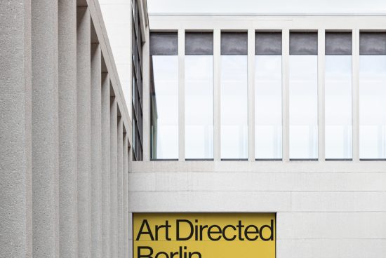 Modern architecture facade with signage mockup for design presentations, featuring clean lines and minimalist urban style.