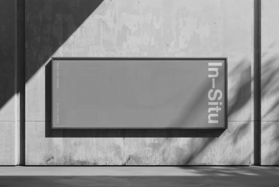 Monochrome billboard mockup on concrete wall for outdoor advertising design presentations, editable graphic design display template.