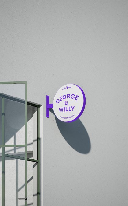 Modern wall-mounted circular sign mockup with shadow on textured background for branding and logo presentation, suitable for graphic designers.