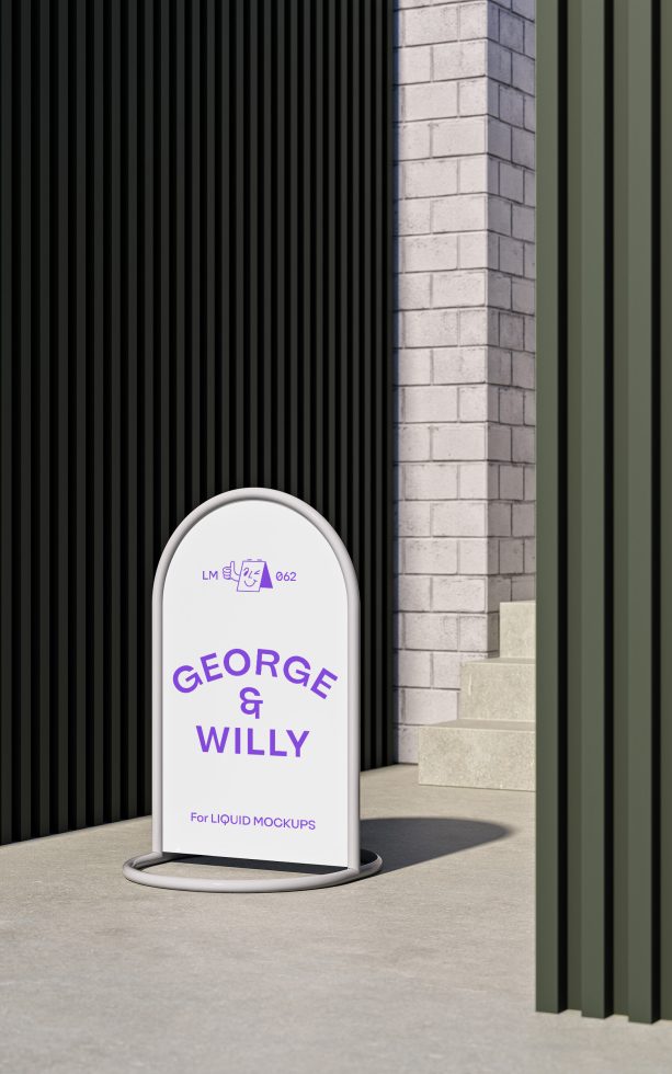 Street signage mockup display in urban setting with shadows, perfect for designers to showcase branding projects.