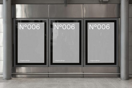 Triple billboard mockup in a modern urban setting for advertising design presentation, ideal for designers and marketers.