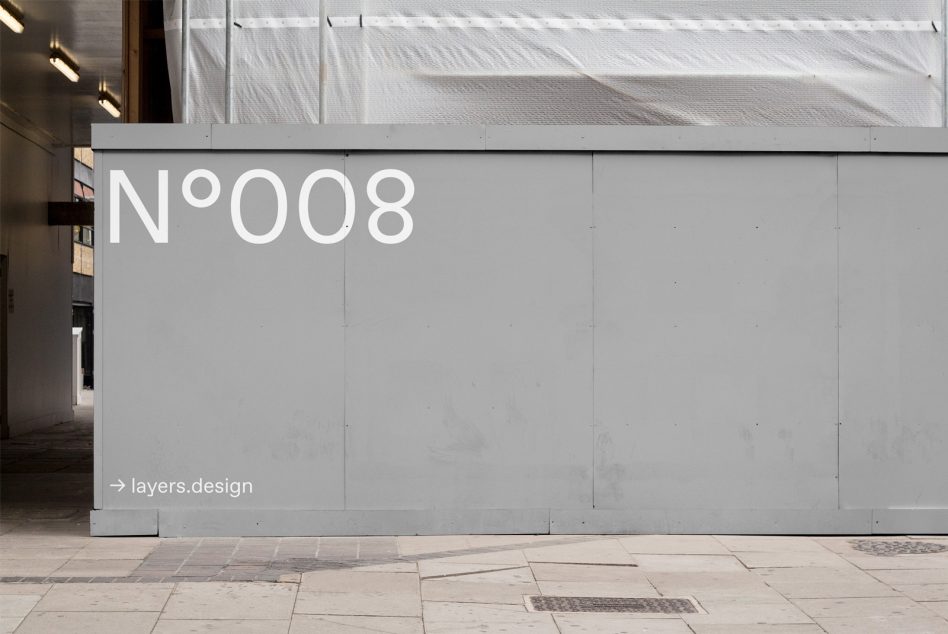 Urban construction hoarding mockup with minimalist number design, suitable for graphic presentation in modern context, editable template.