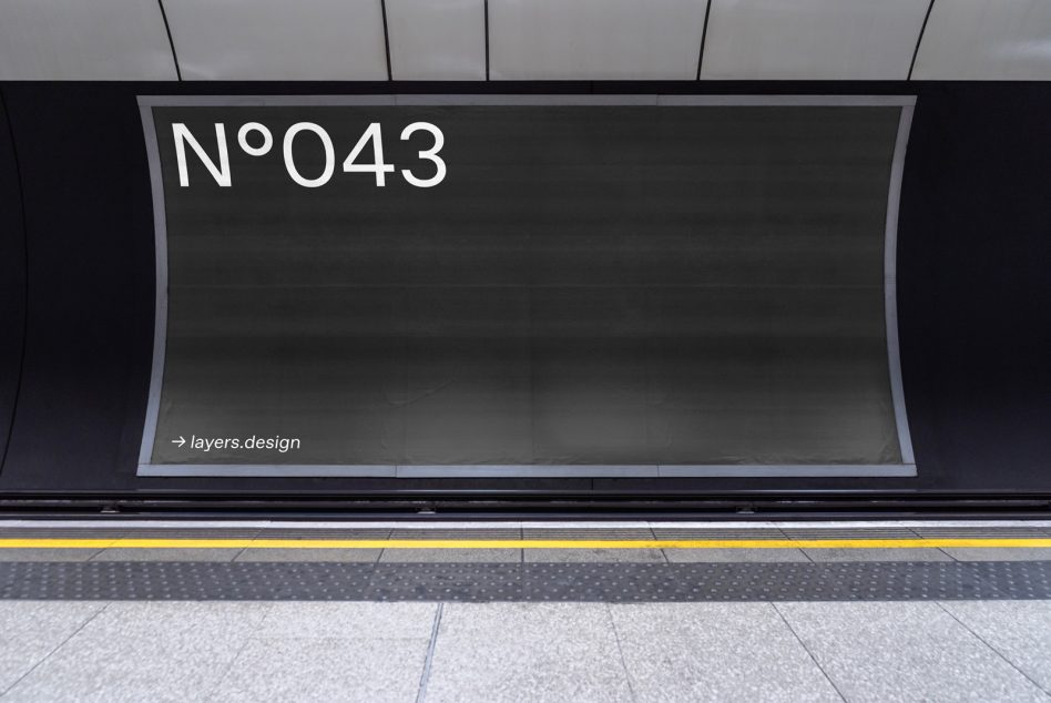 Billboard mockup in subway station for advertising, clean and modern design, ideal for poster and ad presentation, realistic urban setting.