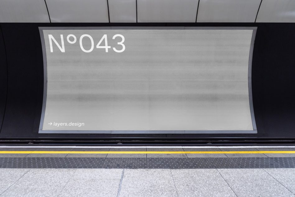 Billboard mockup in subway station for advertising poster, with modern urban setting, ideal for designers in the Templates category.