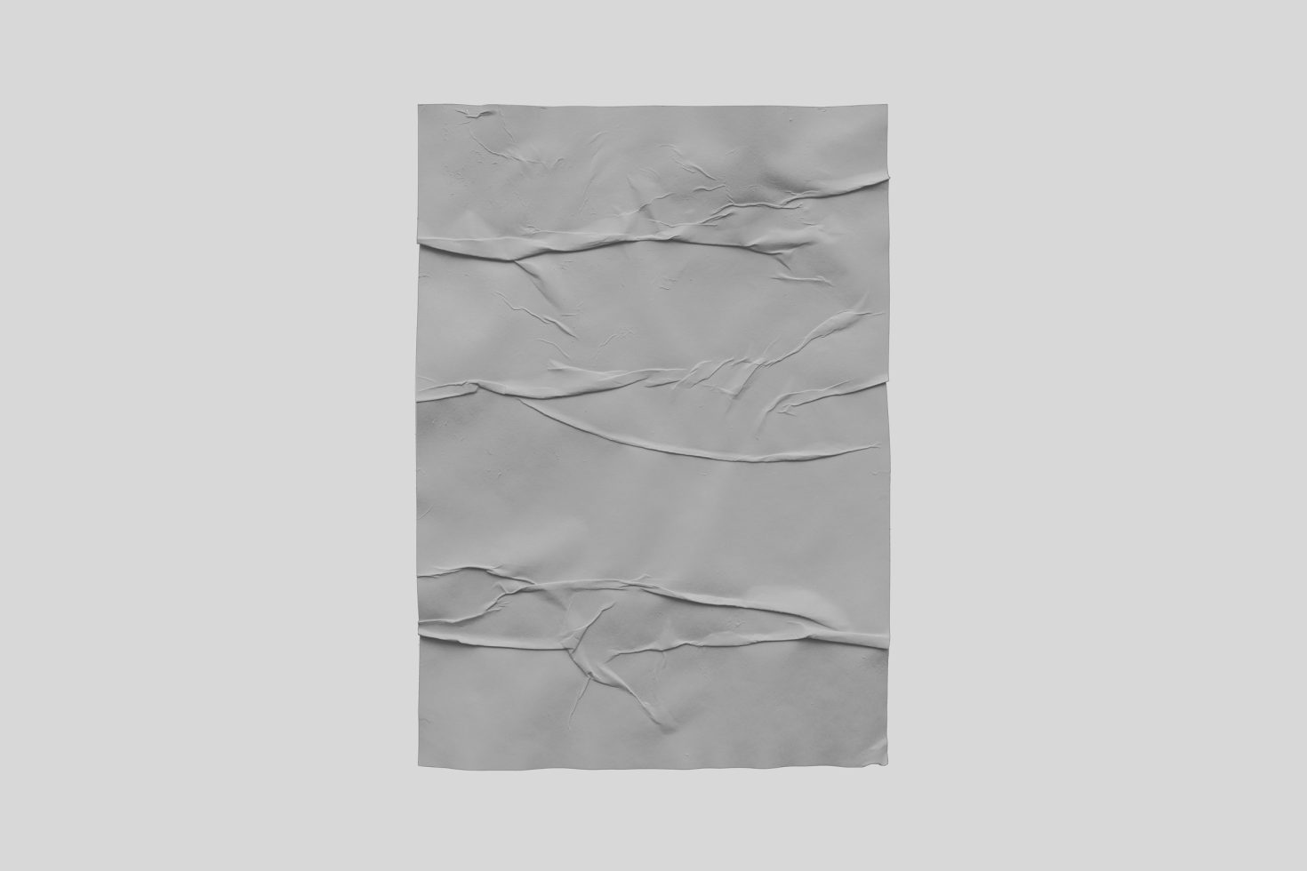 High-resolution crumpled white paper texture for graphic design mockups and overlays, featuring detailed creases and wrinkles.