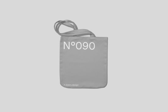 Tote bag mockup with minimalist design, isolated on a light background, editable for branding and design projects, high-resolution digital asset.