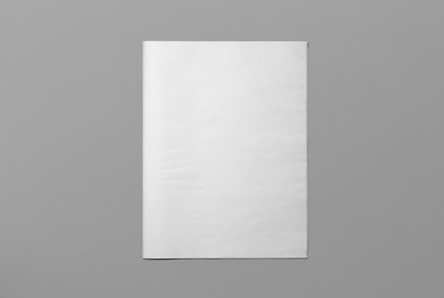 Vertical blank flyer mockup on grey background, paper template design, graphic presentation tool for designers, print ready.