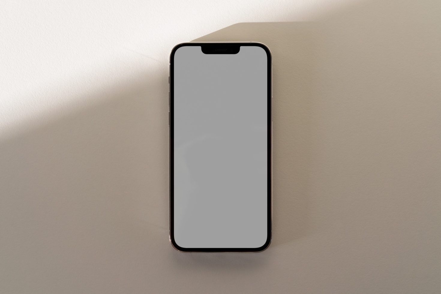 Modern smartphone mockup with blank screen on light background for app design presentation, ideal for digital asset designers.