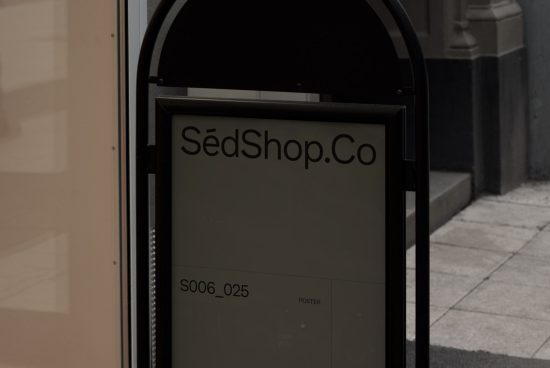 Outdoor poster mockup on city sidewalk for design presentation, featuring customizable branding space in a realistic street setting.