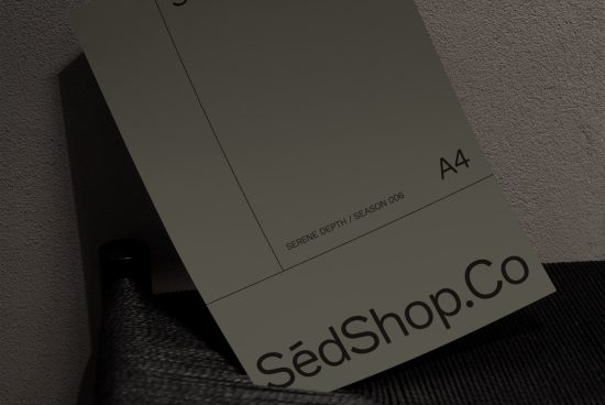 Elegant A4 size paper mockup on textured background for presentation, showcasing fonts, graphics, branding mockups for designers.