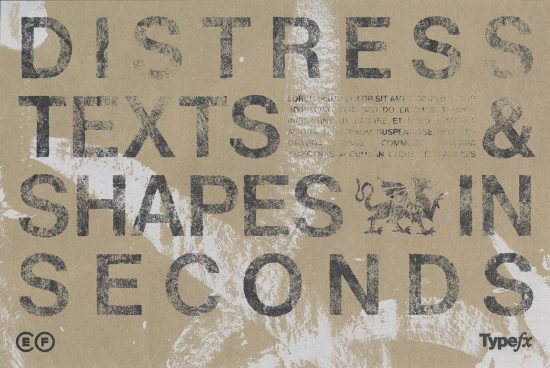 Distressed texture overlay font design on cardboard background, graphic design asset for grunge effect in print and digital media, by Typefx.