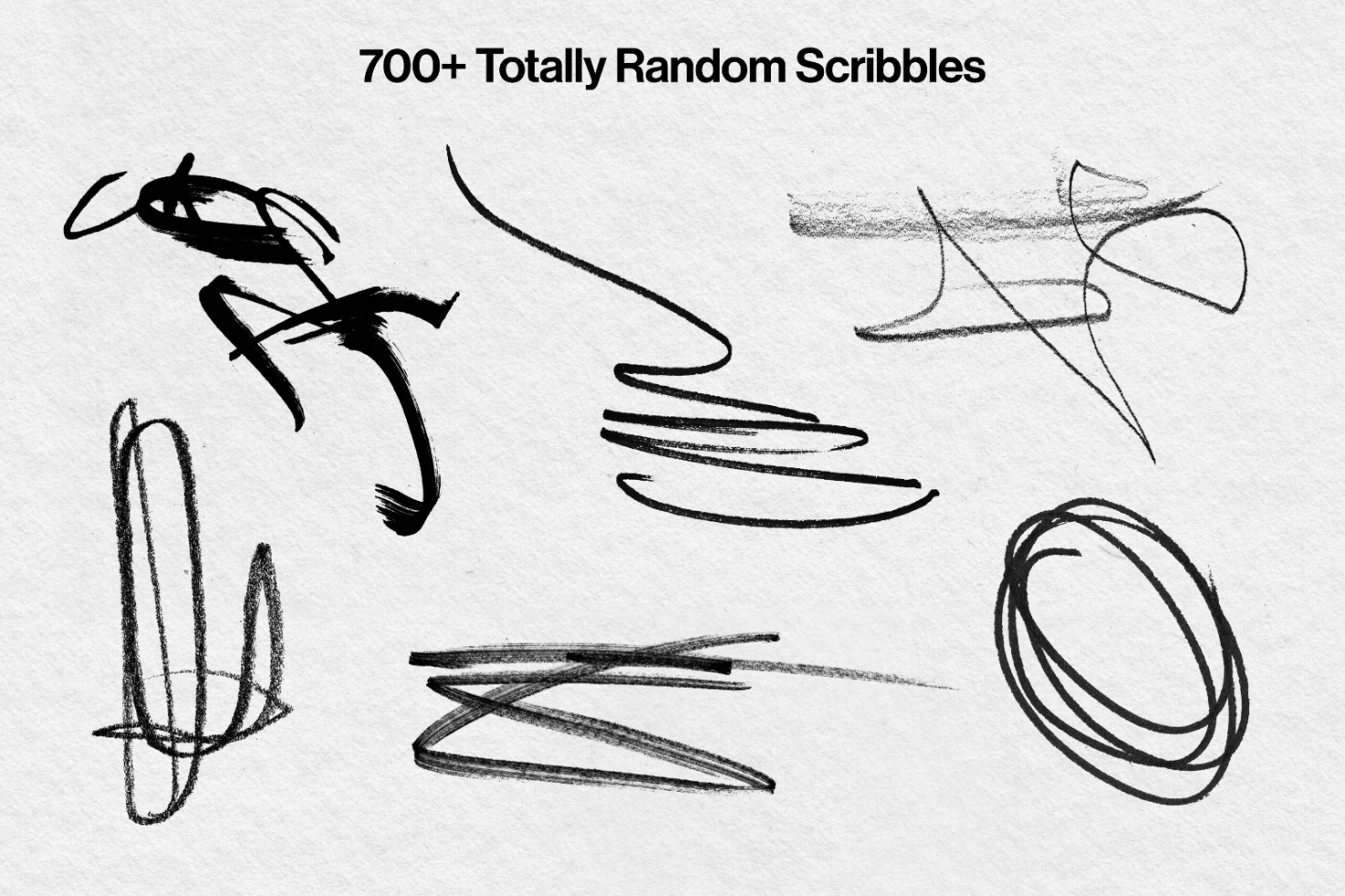 Set of over 700 random scribble designs, ideal for graphics, mockups, and textures for creative projects, available in high-resolution format.