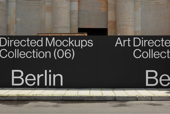 Berlin themed mockup display boards showcasing fonts and graphics for creative designers' assets collection.