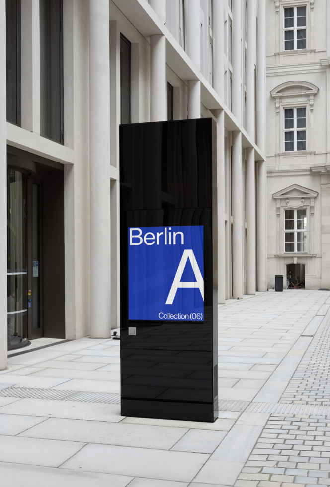 Urban billboard mockup displaying Berlin advertising with sleek design, suitable for presenting fonts, graphics, and branding visuals.