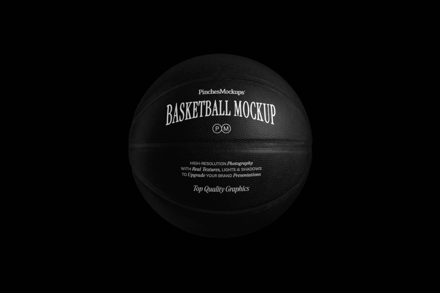 Realistic basketball mockup with detailed textures and branding space, ideal for sports design presentations and high-quality mockup graphics.