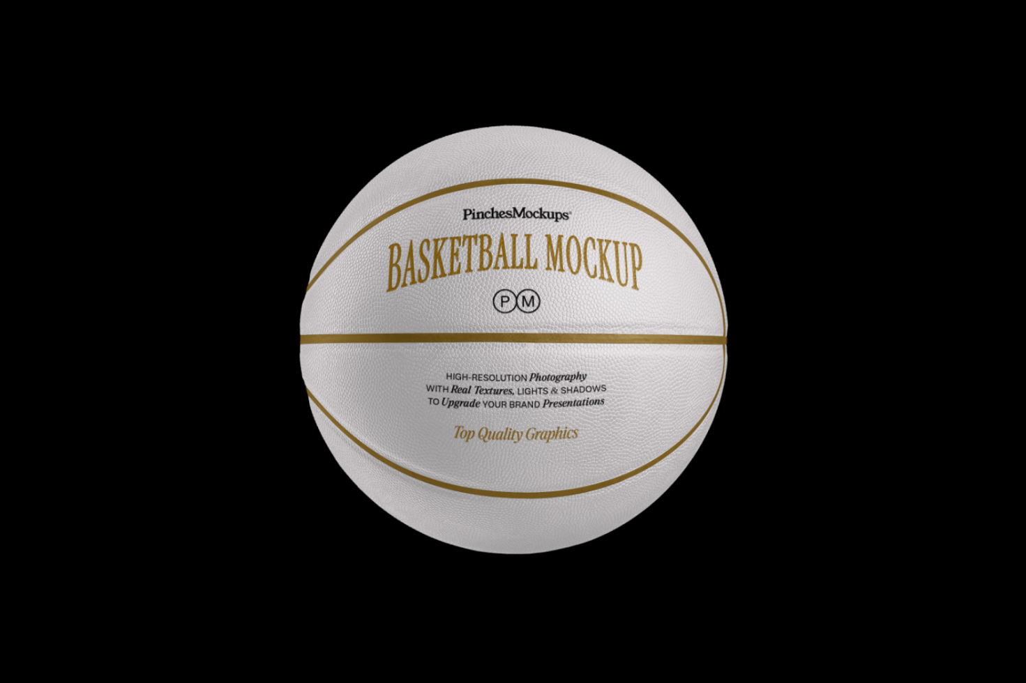 High-resolution basketball mockup with realistic textures, lighting, and shadows for brand presentations, ideal for designers' sports graphics projects.