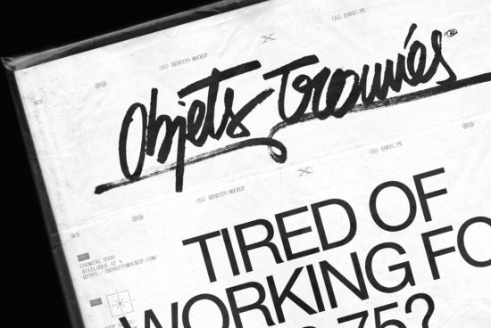 Distressed font mockup on textured paper showcasing bold script and block typography, ideal for vintage graphics and retro design projects.