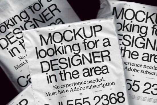 Crisp newspaper mockups with the headline Mockup for a Designer, perfect for creating realistic presentation graphics for portfolios and ads.