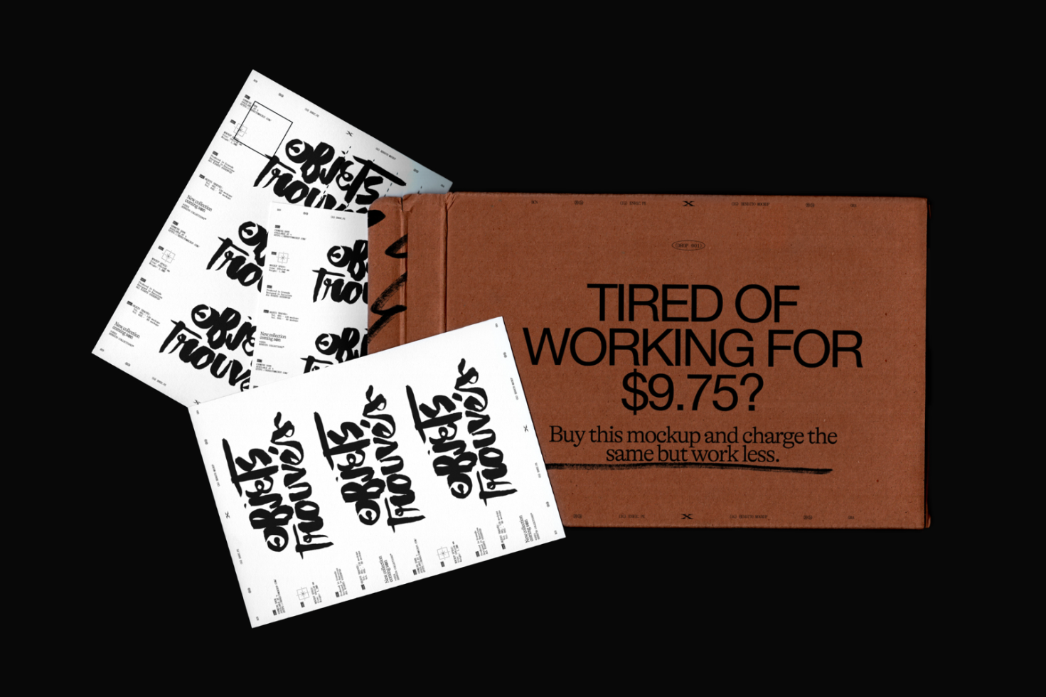 Creative paper mockup with stylish font showcasing message on work ethics, ideal for designers looking for bold presentation templates.