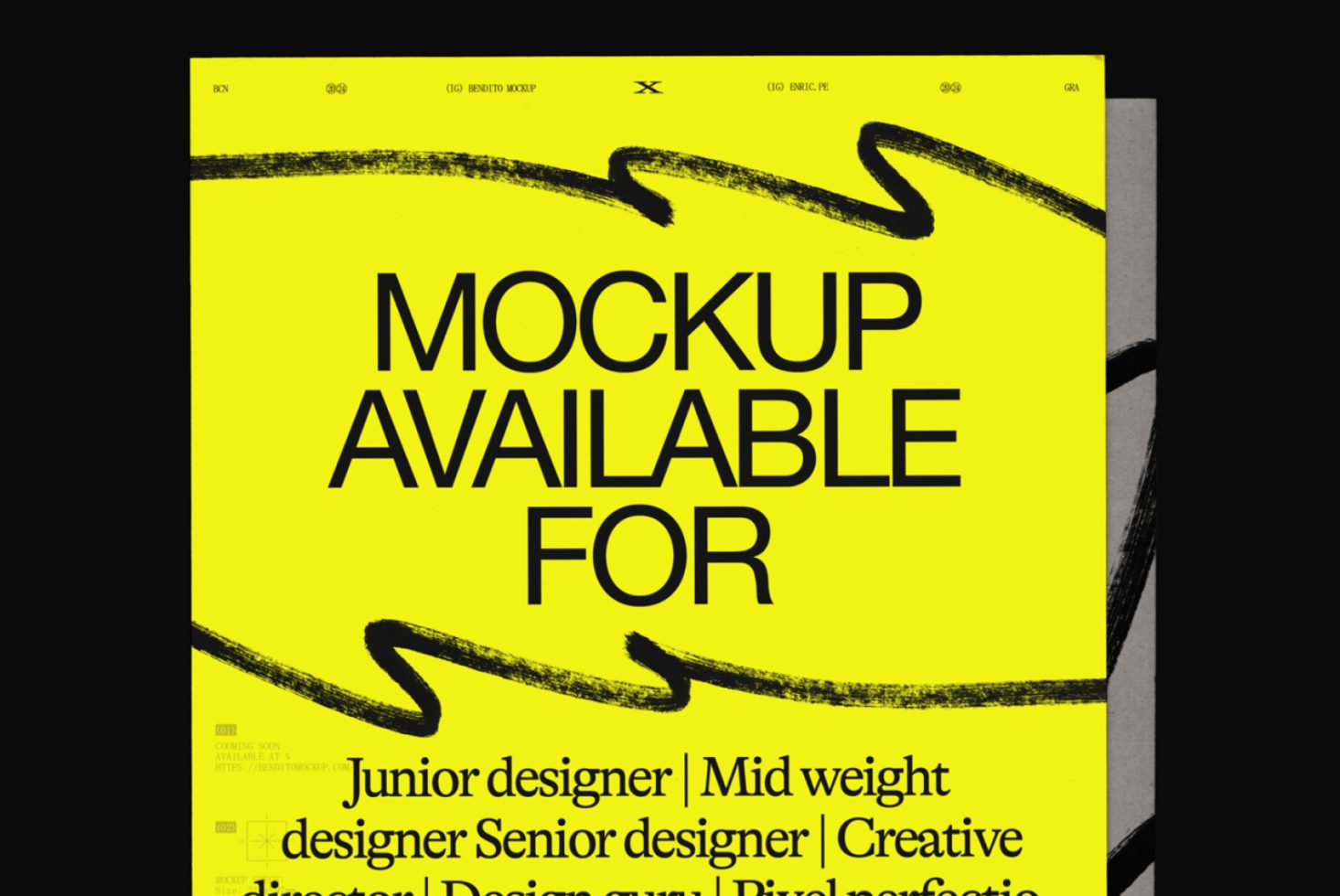 Eye-catching yellow magazine cover mockup with abstract black brush strokes for graphic design presentations and portfolio displays.