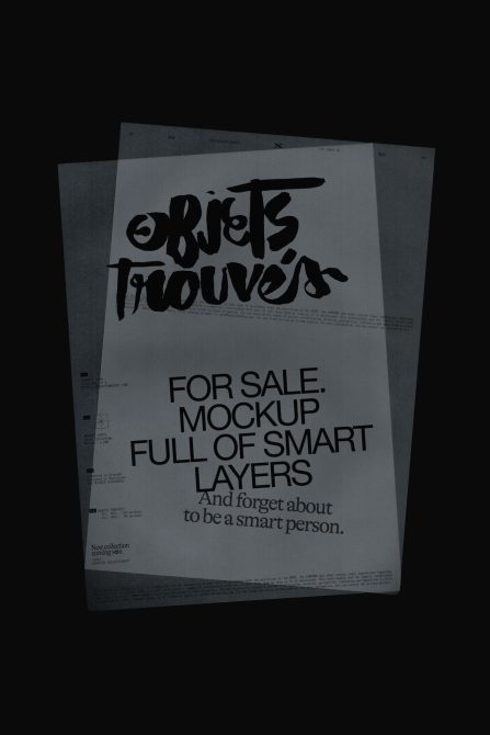 Stacked poster mockup with edgy hand-drawn lettering, smart layers, dark moody lighting