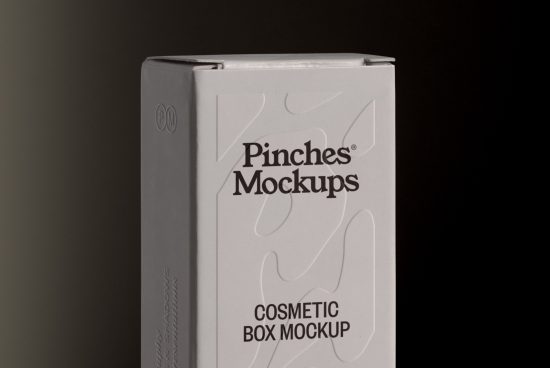 Elegant cosmetic box mockup in white with minimalist design, perfect for showcasing packaging designs to clients, ideal for mockup category.