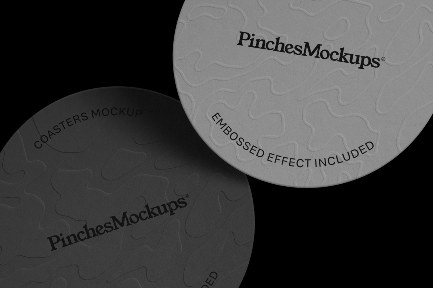 Professional coaster mockup with embossed effect, showcasing design versatility for branding in high resolution, perfect for graphics and templates.