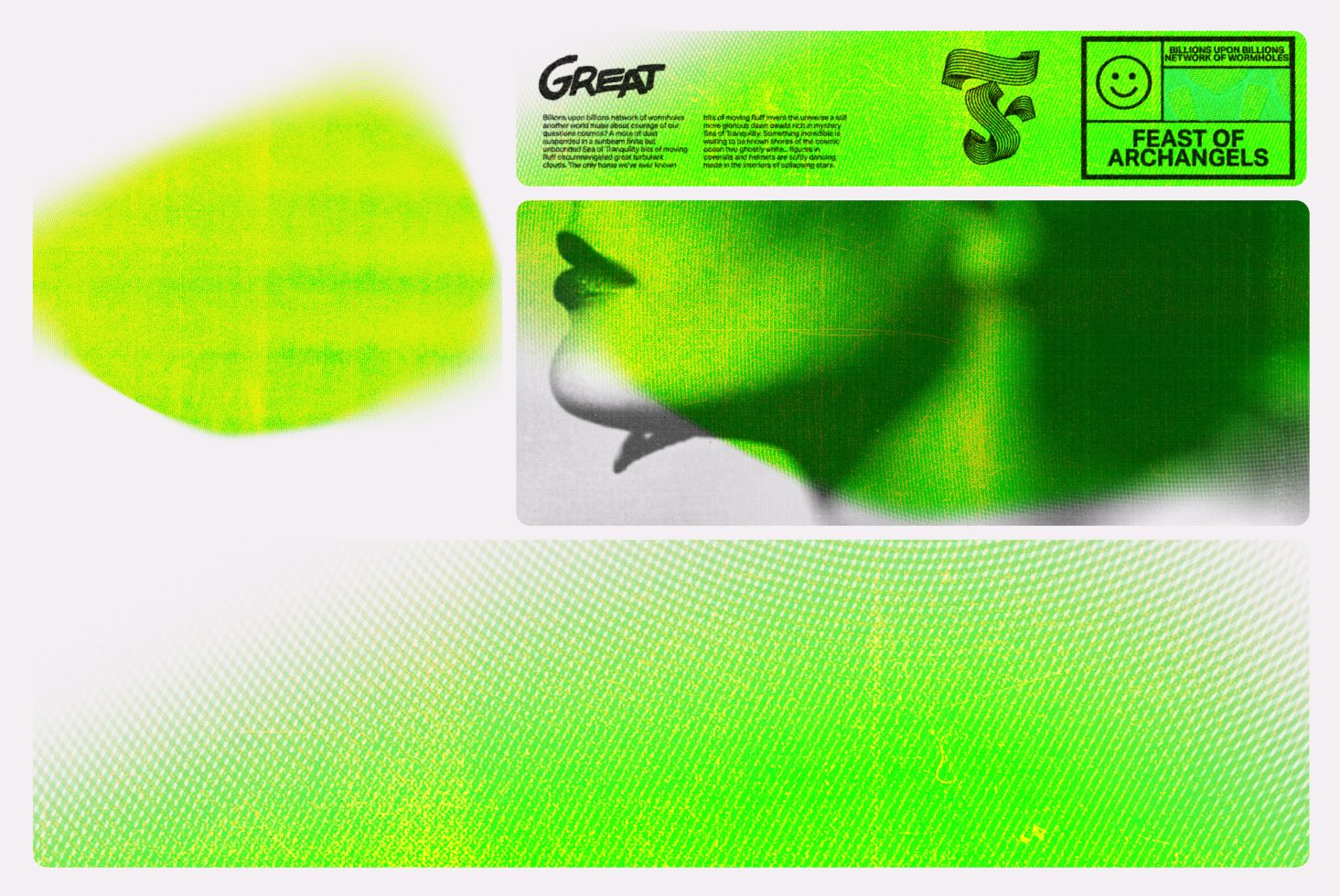 Abstract green halftone design concept with blurred shadow graphic, showcasing creative template ideal for unique branding, mockups, and graphics.