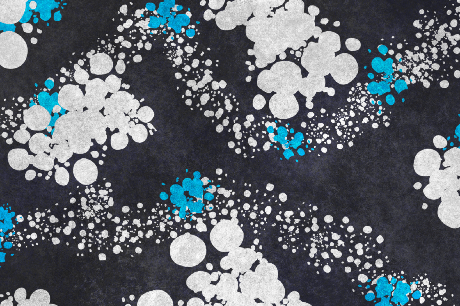 Textured abstract paint splatter graphic in blue and white on a dark background, versatile design asset for creative projects.