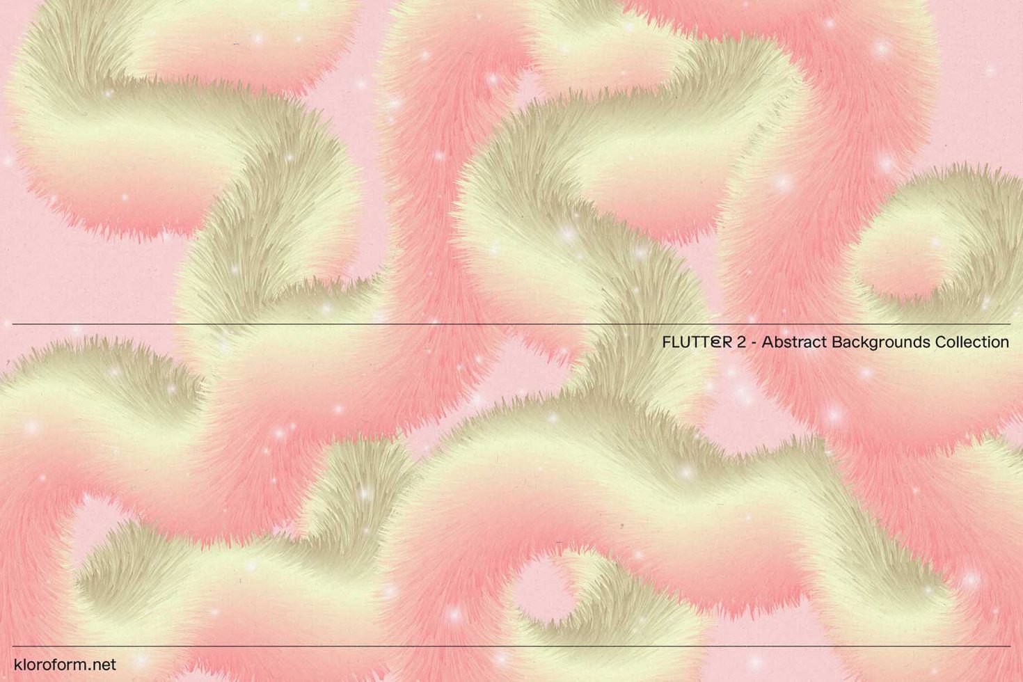 Abstract pink and yellow fur-like textures with sparkling effects from FLUTTER 2 collection, ideal for graphics and digital backgrounds.