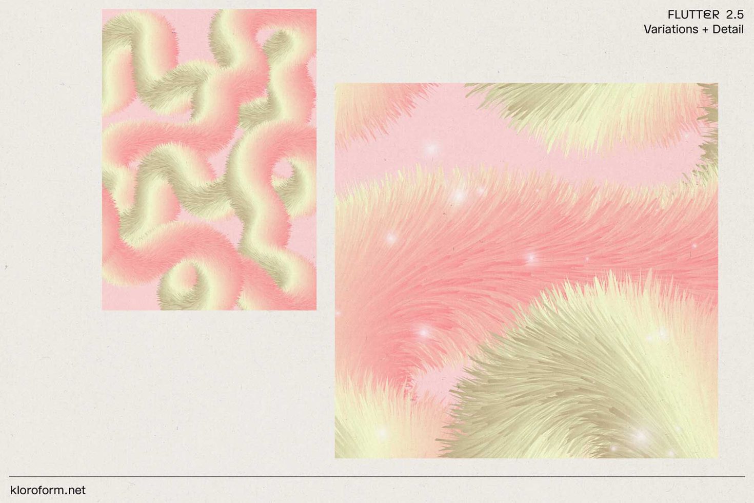 Abstract pink and yellow fur texture graphics with soft pastel tones for creative background or overlay design elements.