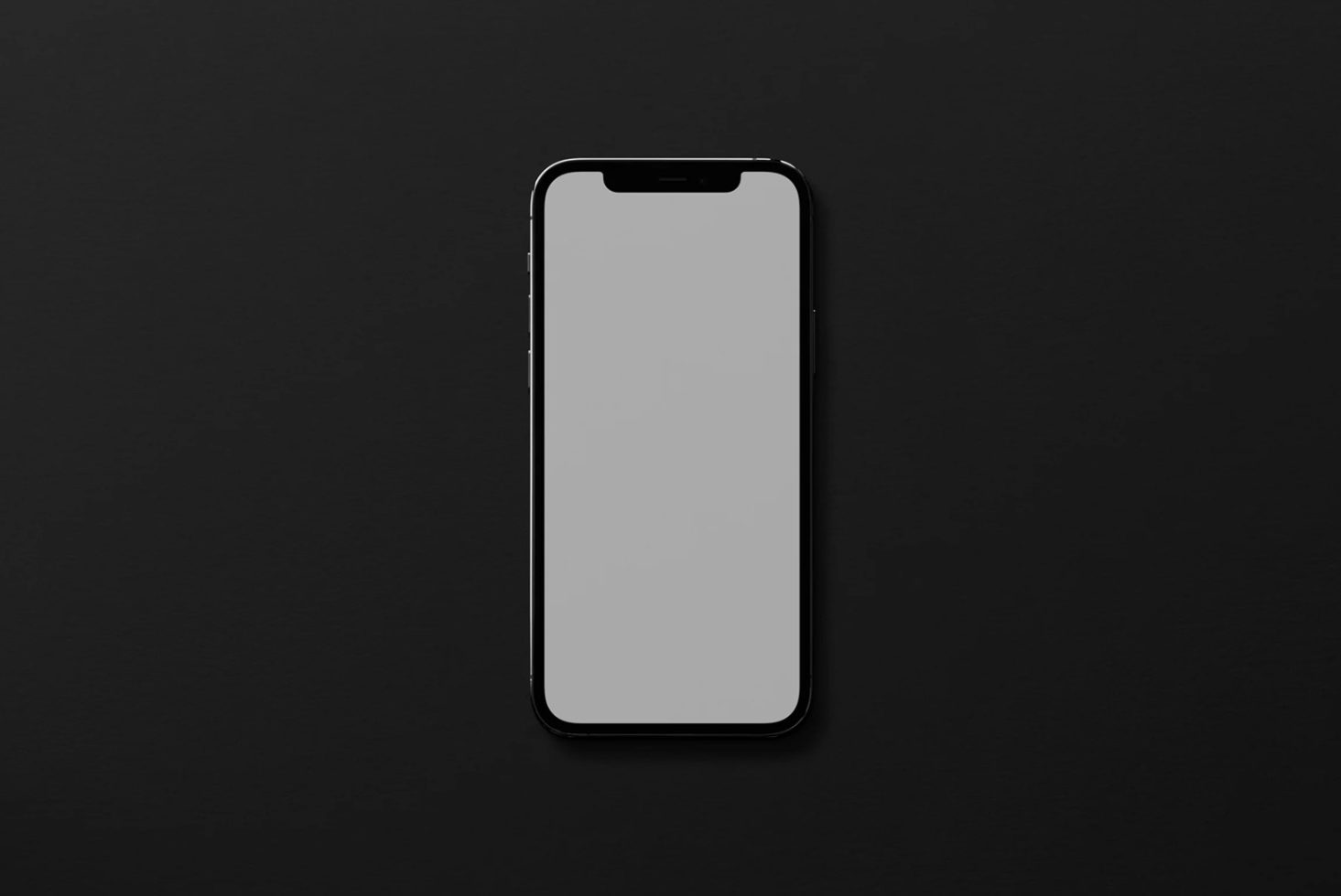 Minimal smartphone mockup on black background, ideal for app design presentations, modern mobile interface display, digital asset for designers.