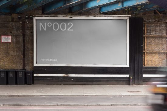 Blank billboard mockup on urban street wall for outdoor advertising, designers can showcase work, graphic design display, ad template.