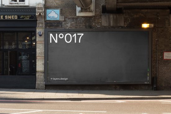 Urban billboard mockup for outdoor advertising design presentations, placed on a street, with clear space for designers' custom graphics.