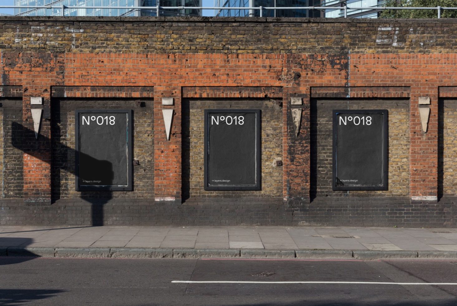 Urban billboard mockups on a brick wall, realistic outdoor advertising space for poster design presentations to clients and portfolios.