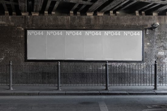 Empty urban billboard mockup under a bridge for advertising design, realistic outdoor advertising template for graphic designers.