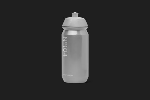 Realistic sports bottle mockup in a sleek design, with water-drop detailing, ideal for branding projects and packaging presentations.