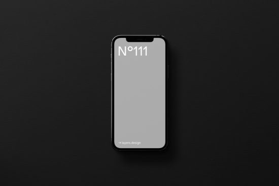 Smartphone mockup on a black background for app design presentation, showcasing a sleek mobile screen interface for UX/UI designers.