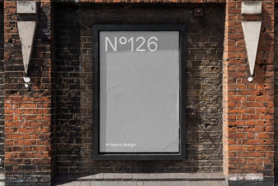 Urban poster mockup on weathered brick wall showcasing design space for graphics presentation, ideal for designers' portfolio.