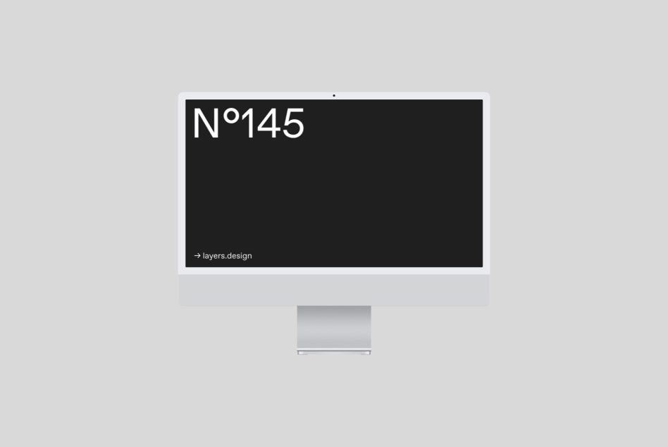 Sleek computer screen mockup with a minimalist dark design, ideal for presenting digital projects and web designs to clients.