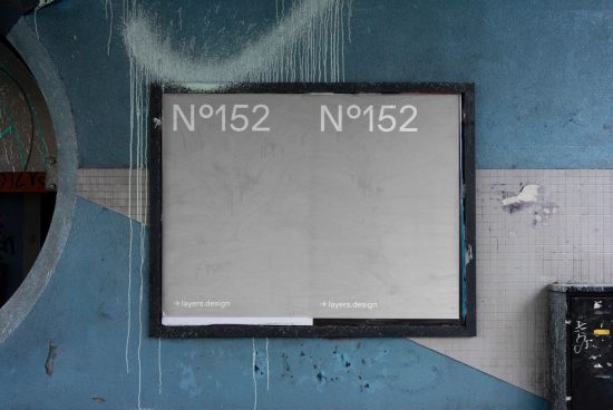 Urban poster mockup on textured wall with drips for presentation, street-art design template, effective display for graphic designers.