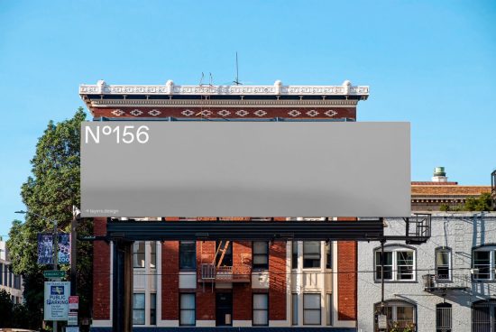 Urban billboard mockup on a clear day for designers to showcase advertising designs, with old buildings in the background.