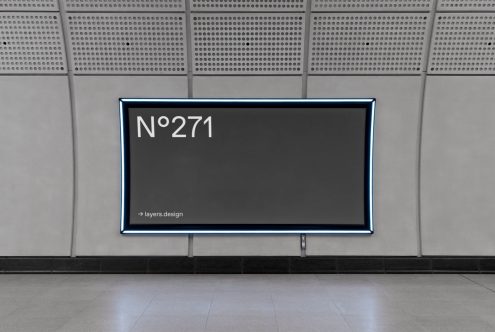 Urban billboard mockup displayed in a metro station, featuring a sleek design for advertising and branding presentations.