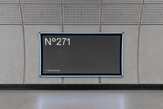 Urban billboard mockup displayed in a metro station, featuring a sleek design for advertising and branding presentations.