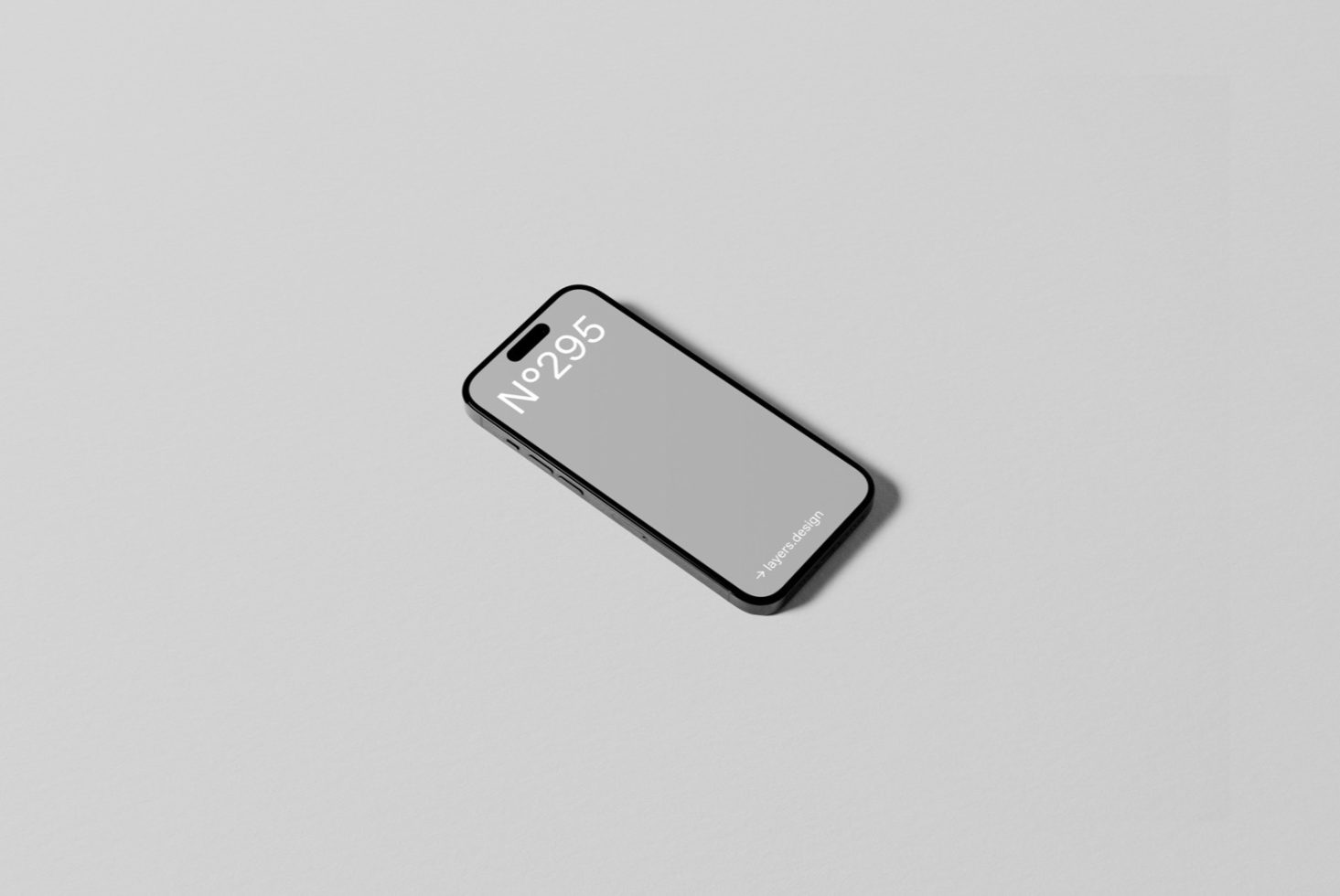 Minimal smartphone mockup on a light grey background, featuring sleek black modern phone design for app presentation and digital assets.