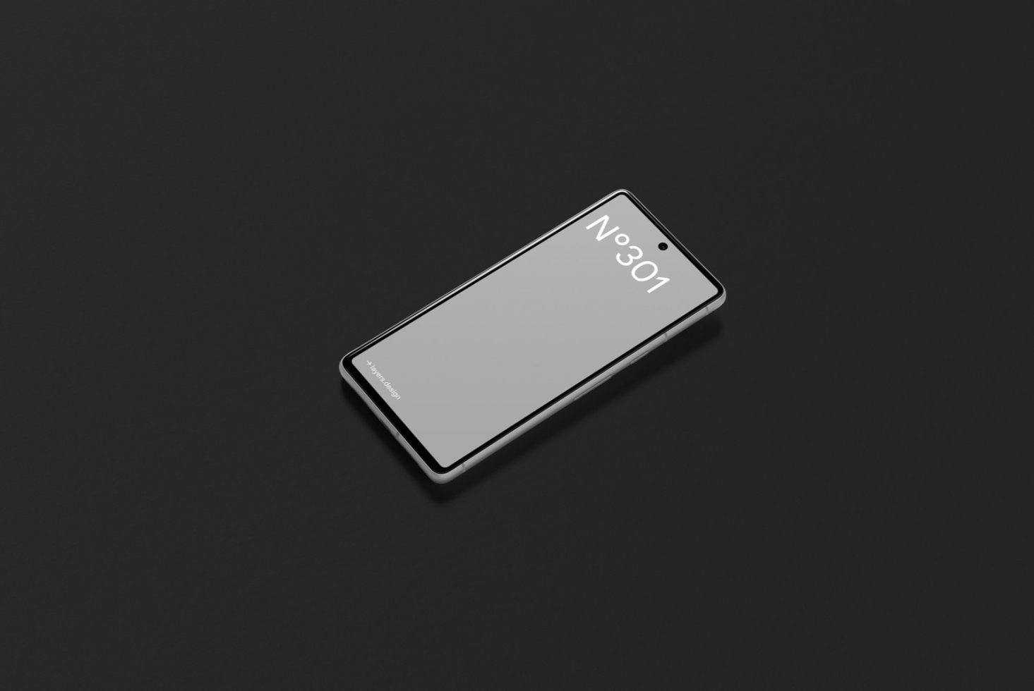 Smartphone mockup on dark surface for app design presentation, modern mobile screen mockup, digital asset for designers.