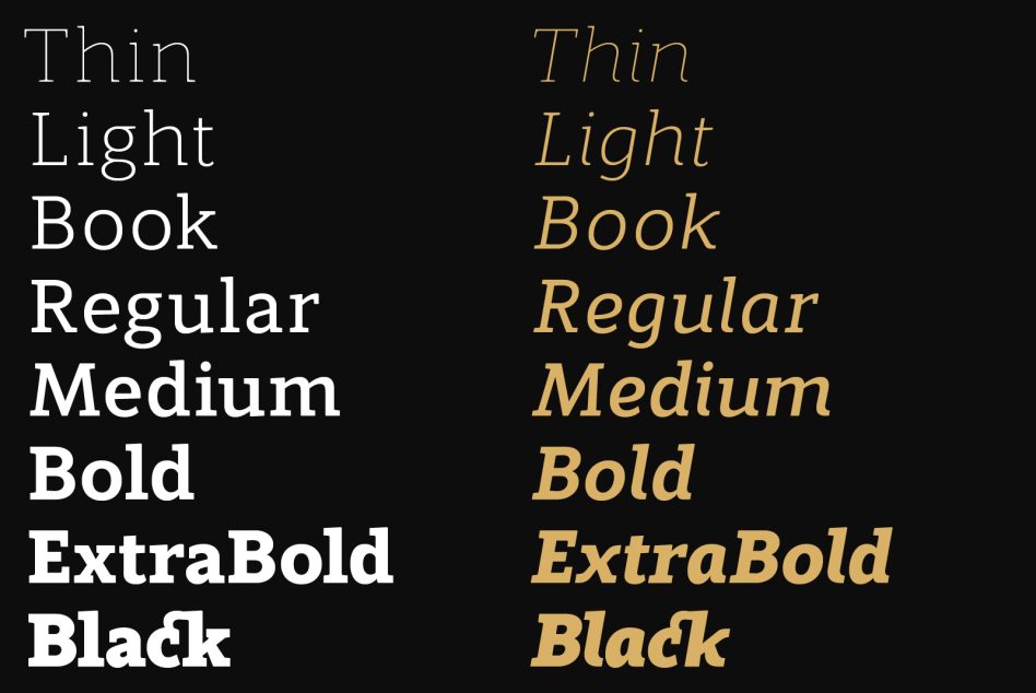 Font weight showcase with thin to black styles for typography design, versatile font family display, ideal for graphics and templates.