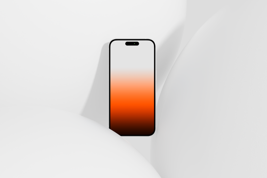 Modern smartphone mockup with gradient wallpaper on a white background, ideal for digital design presentations and app interfaces.